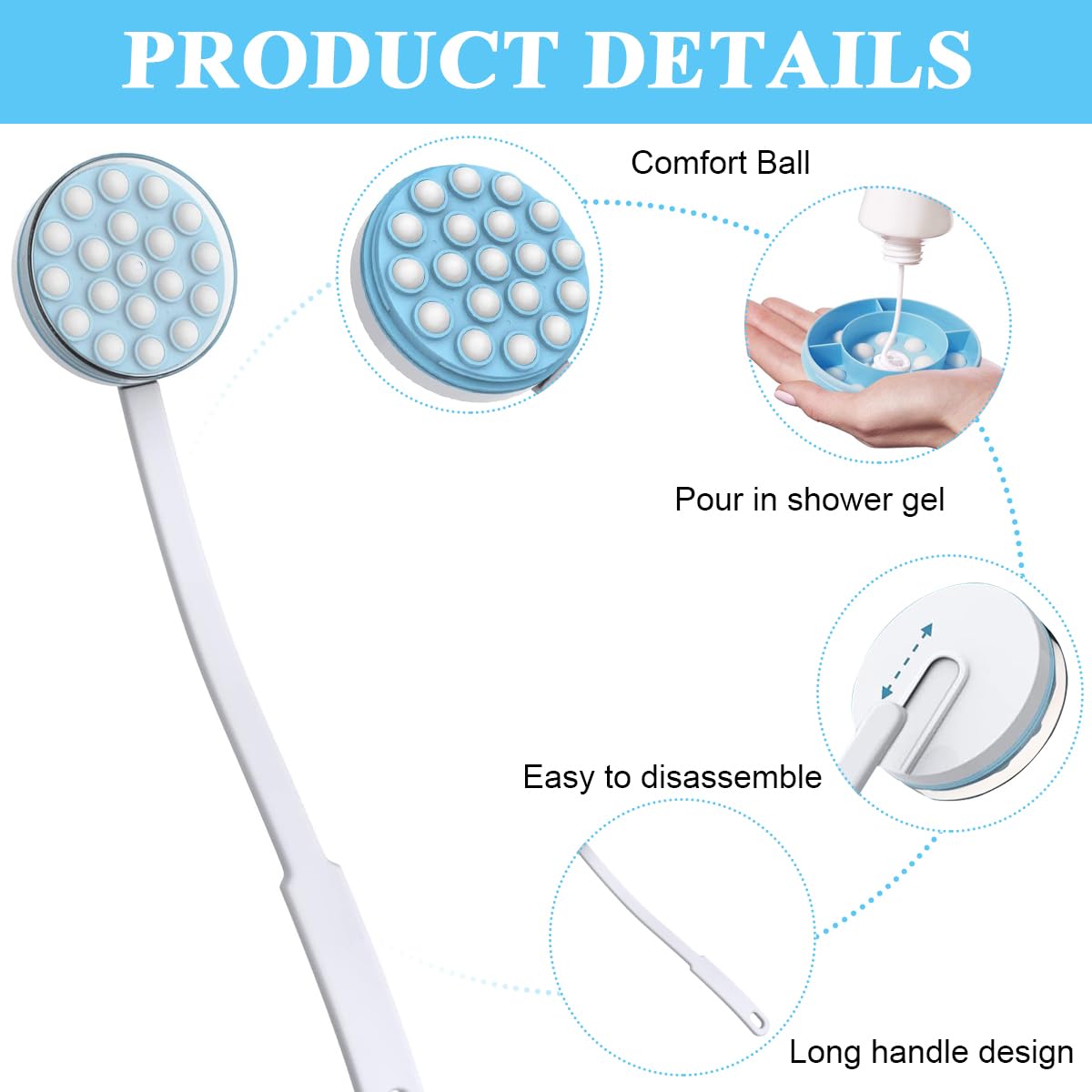 MAYCREATE® Back Lotion Applicator and Massager, Handheld Long Handled Easy Reach Roll-On for Sunscreen, Cream, Shower Gel on Back, Legs and Feet Massaging Tool MAYCREATE® Back Lotion Applicator and Massager, Handheld Long Handled Easy Reach Roll-On for Sunscreen, Cream, Shower Gel on Back, Legs and Feet Massaging Tool